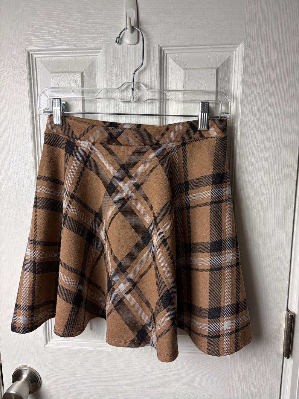 Windsor Tan & Black Plaid Skater Skirt